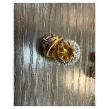 Sterling Silver Citrine and CZ Halo Stud Earrings