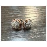Sterling Silver Rose Gold-Toned Earrings with Crys