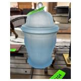 Frosted Blue Glass Jar With Lid