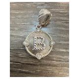 Judith Ripka Sterling Silver Pendant with Letter B