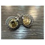 Judith Ripka Sterling Silver Earrings with Yellow