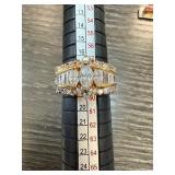 Sterling Silver and Gold-Tone Ring with Clear Ston