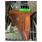 Brown Leather Pistol Holster with Snap Closure