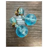 Gold-Tone Clip-On Earrings with Blue Glass Beads