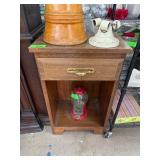 Wooden Side Table with Drawer and Open Shelf