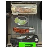 Boxed Lot of Pocket Knives and Accessories