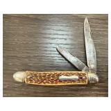 Two-Blade Folding Pocket Knife with Jigged Bone Ha