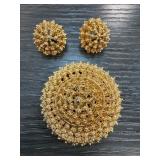 Coro Gold-Tone Brooch and Earring Set