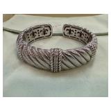 Judith Ripka Sterling Silver Rope Design Cuff Brac