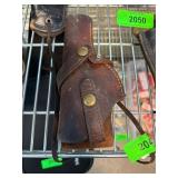 Brown Leather Gun Holster with Snap Closure