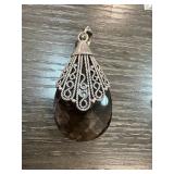 Sterling Silver Pendant with Faceted Smoky Quartz