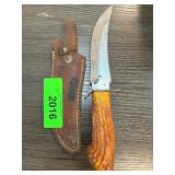 Fixed Blade Knife with Sheath and Ornate Handle
