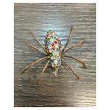 Multicolored Rhinestone Spider Brooch with Missing