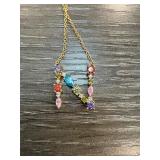 Sterling Silver Necklace with Multicolored Gemston