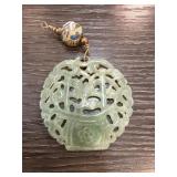Green Jade Pendant With Ornamental Bead