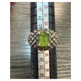 Kabana Sterling Silver Ring with Green Gemstone
