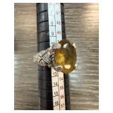 Judith Ripka Sterling Silver Ring with Yellow Ston
