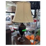 Bronze Table Lamp with Beige Fabric Shade