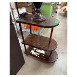 Three-Tier Wooden Side Table With Stain Damage