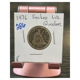 1876 Seated Liberty Silver Quarter