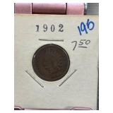 1902 Indian Head Cent in Protective Holder