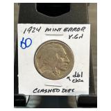 1924 Buffalo Nickel Mint Error with Clashed Dies