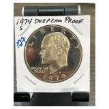 1974 Eisenhower Dollar Proof Deep Cameo S