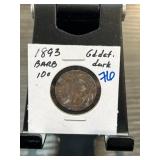1893 Barber Dime in Display Holder
