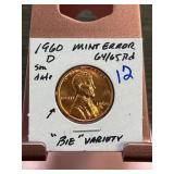 1960 D Lincoln Cent Mint Error BIE