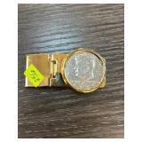 Gold-Tone Money Clip with Kennedy Half Dollar