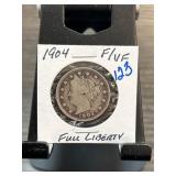 1904 Liberty Head Nickel in Fine/Very Fine Conditi