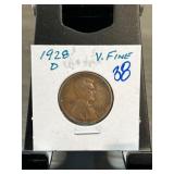 1928-D Lincoln Wheat Cent in Very Fine Condition