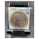 1889 Morgan Silver Dollar in Display Case