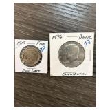 1919 Buffalo Nickel and 1976 Bicentennial Half Dol