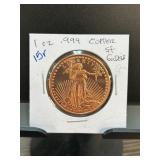 1 oz .999 Fine Copper St. Gaudens Round