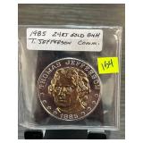 1985 24K Gold GNW Thomas Jefferson Commemorative C