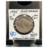 1935-S Buffalo Nickel Mint Error with Strong Clash