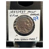 1937/1937 Mint Error Buffalo Nickel