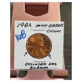 1982 Lincoln Penny Mint Error With Gas Bubbles