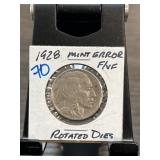 1928 Buffalo Nickel with Mint Error and Rotated Di