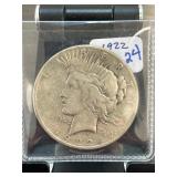 1922 Peace Silver Dollar Coin in Holder