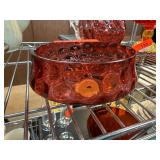 Amberina Glass Bowl with Thumbprint Design Amberina Glass Bowl with Thumbprint Design
