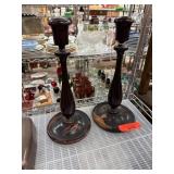 Wood Candlesticks with Felted Bases Wood Candlesticks with Felted Bases
