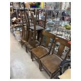 Six Wooden Dining Chairs with Ladder Backs Six Wooden Dining Chairs with Ladder Backs
