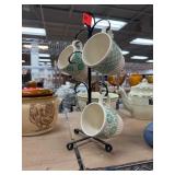 Four Ceramic Mugs With Stand Four Ceramic Mugs With Stand