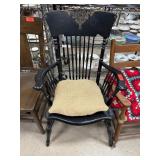 Antique Black Wooden Spindle Back Chair Antique Black Wooden Spindle Back Chair