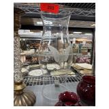 Glass Hurricane Lamp Shade with Eagle Etching Glass Hurricane Lamp Shade with Eagle Etching