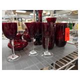Red Glassware Including Vases and Stemware Red Glassware Including Vases and Stemware