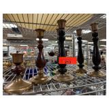 Brass and Wood Candlesticks Brass and Wood Candlesticks