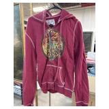 True Religion Burgundy Hoodie with Embellished Pea True Religion Burgundy Hoodie with Embellished Pea